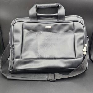 Solo Laptop Bag Briefcase Black Faux Leather Padded Shoulder Strap‎ adjustable